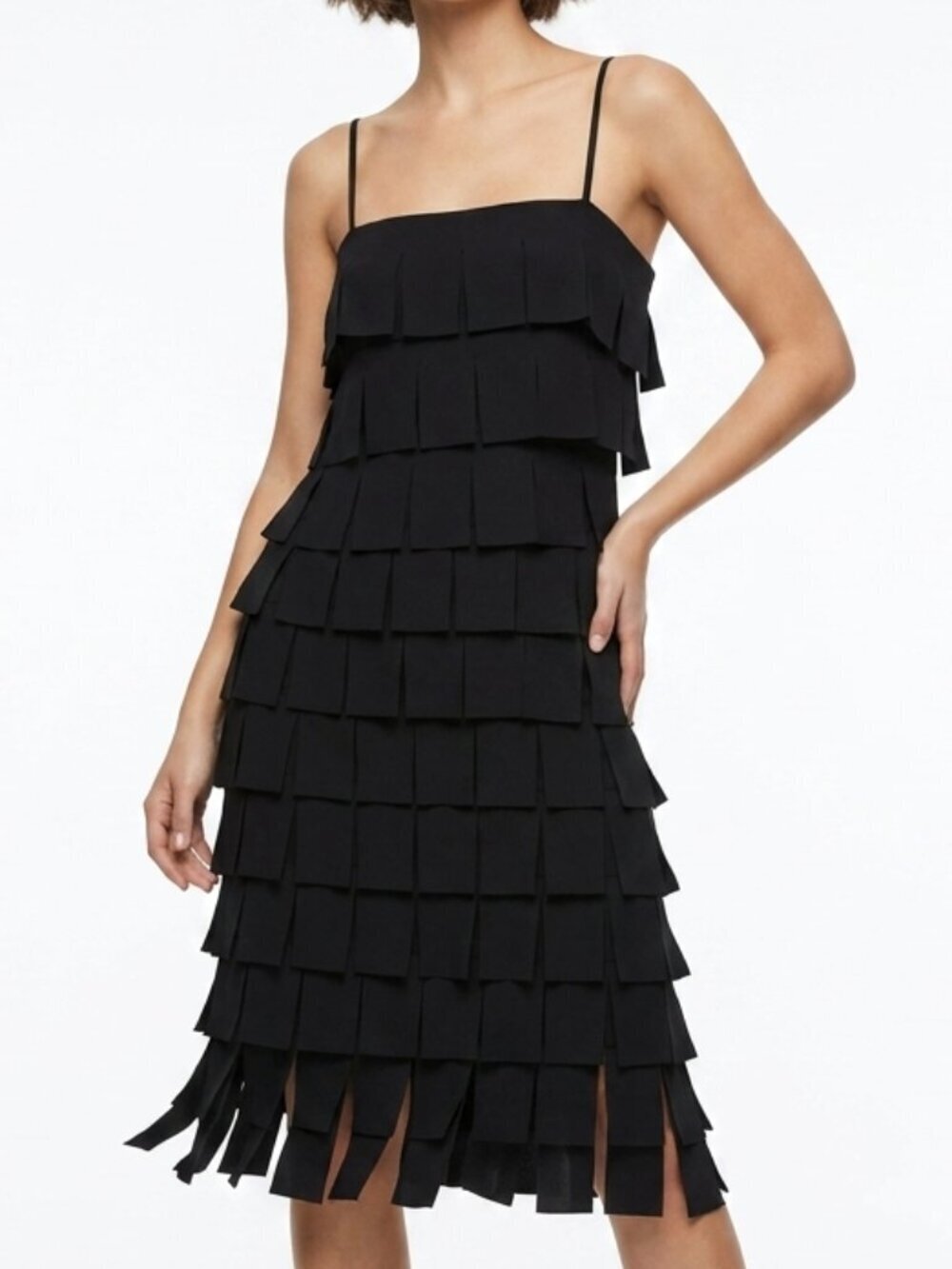 JS Collections Strappy Flapper Sheath Dress Gatsby Black 6